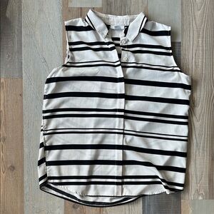 Bar III Black and White Striped Button Down Shirt